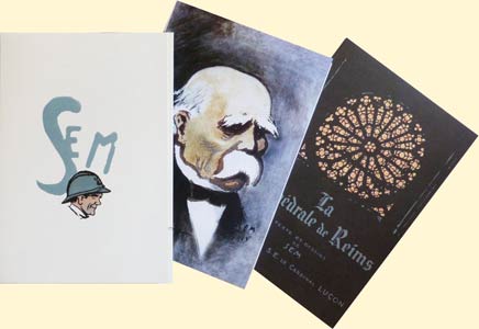 Coffret, Mise en boîte/école Estienne, Quelques croquis de guerre 1917-1918 et La cathédrale de Reims, juin 2015. guerre